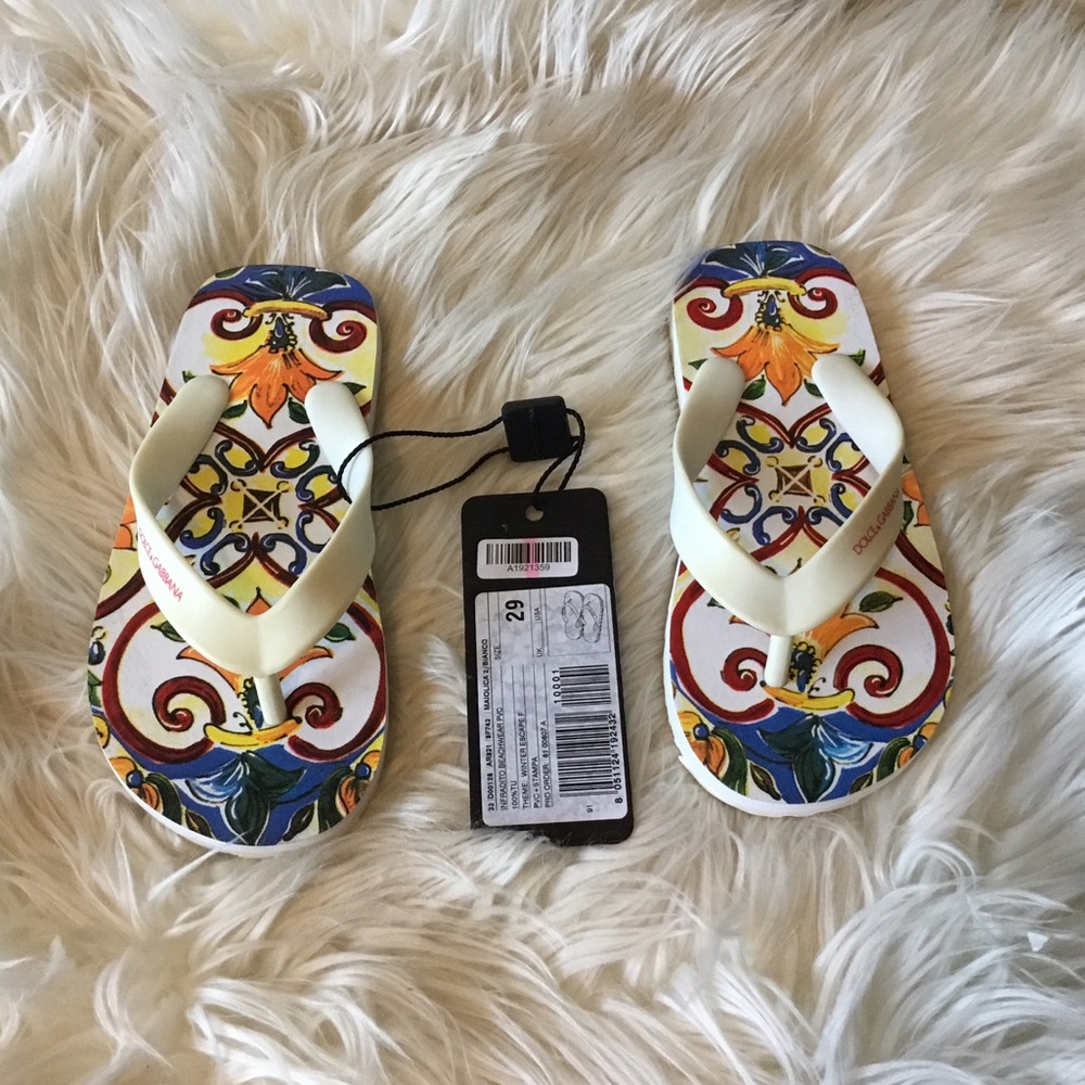 DOLCE & GABBANA Kids Flip Flop Sandals US11.5 EU29  Flexible Logo